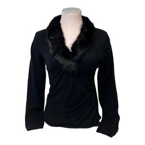 Rame Made in Italy Merino Wool Blend Fur Trimmed Sweater SZ L